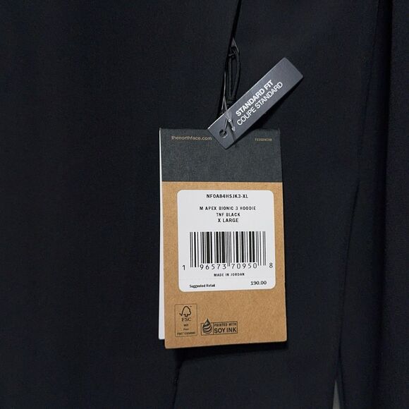 The North Face Men’s Apex Bionic 3 Full Zip Hoodie XL  Black Wind Water proof - Picture 5 of 11